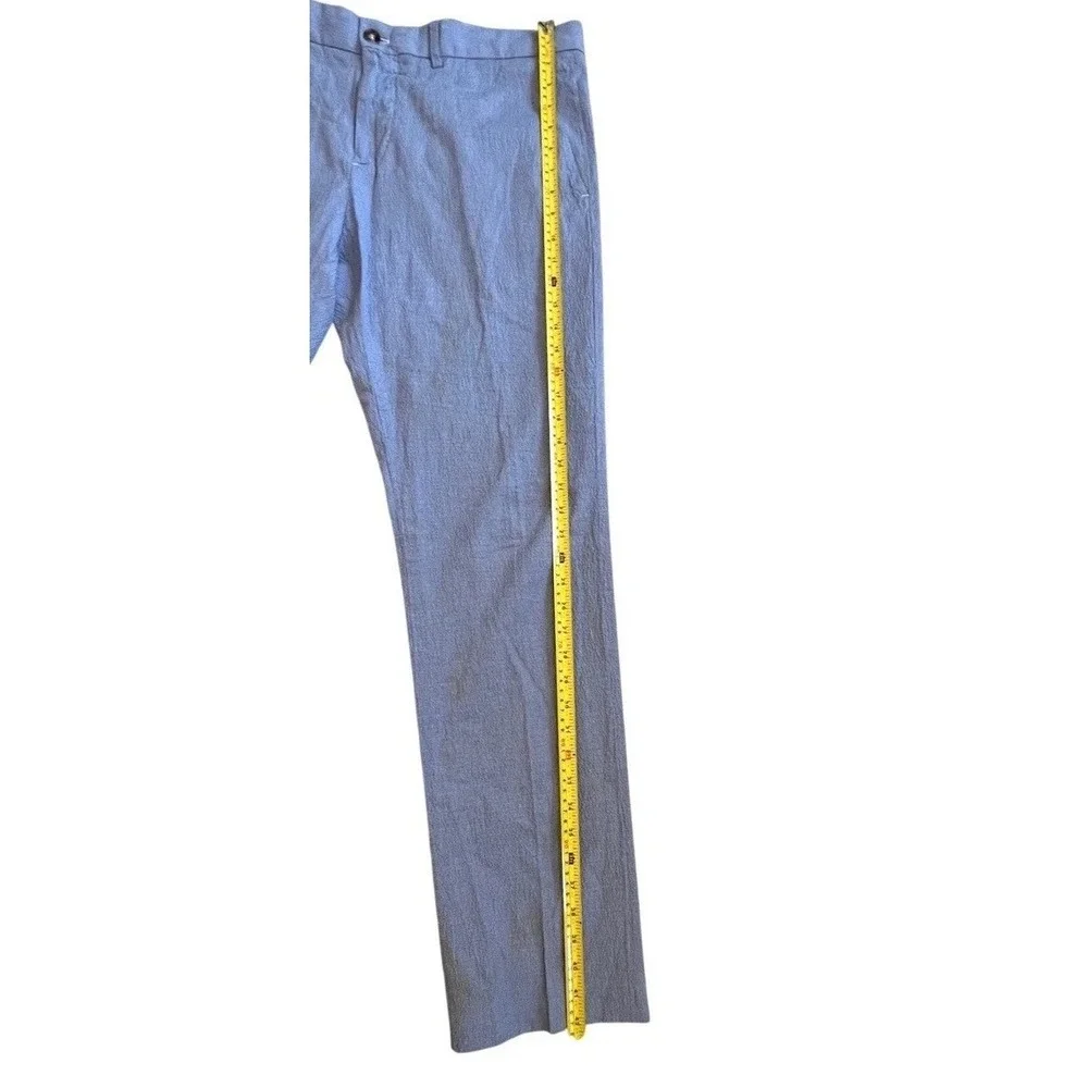Faconnable Matelot Mens 36 Seersucker Pants Blue White Textured Cotton Trousers